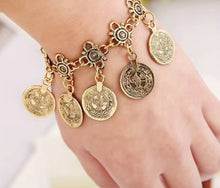 Load image into Gallery viewer, Gold Vintage Coin Bracelet