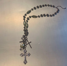 Load image into Gallery viewer, COPPER BEADS WITH PALE YELLOW STONE ROSARY BEADS