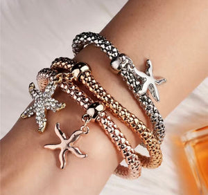 Starfish triple stack bracelet