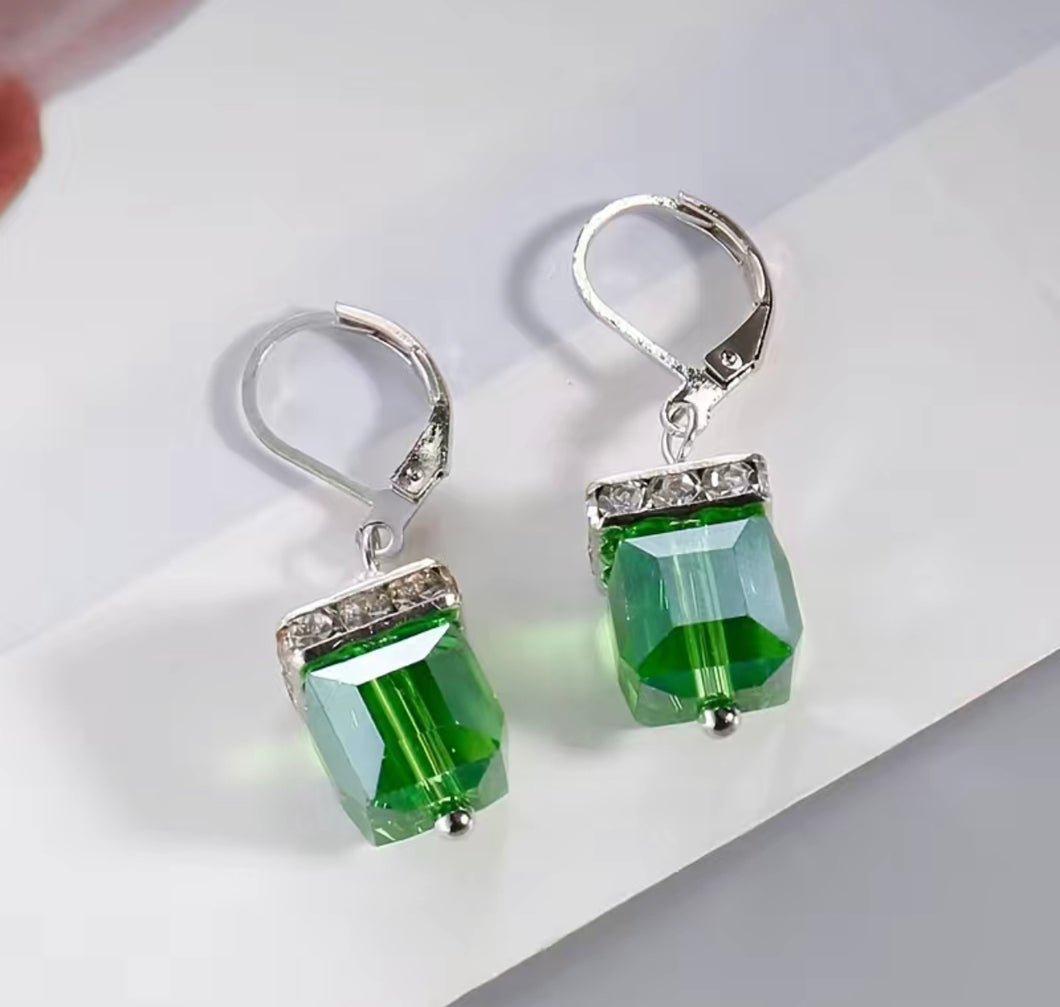 Lime Square Drop Earring