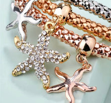 Load image into Gallery viewer, Starfish triple stack bracelet