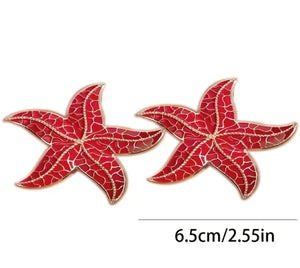 Red Starfish Earrings