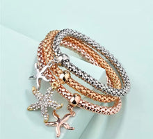 Load image into Gallery viewer, Starfish triple stack bracelet