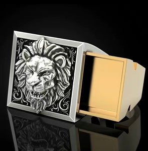 Lion Head W/ Secret Compartment Ring