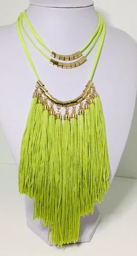 Lime Green Tassel Necklace