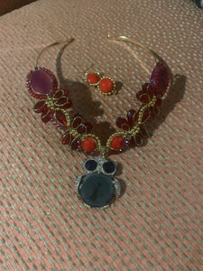 OWL RED NECKLACE SET