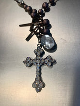 Load image into Gallery viewer, CRACKLED COPPER WITH CLEAR STONES ROSARY SET