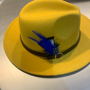 TWO TONE GOLD ON BLUE FEDORA