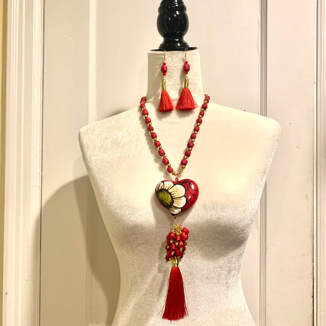 RED HEART NECKLACE SET