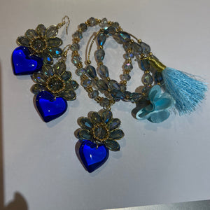 ICE/COBALT BLUE EARRINGS & NECKLACE SET