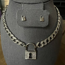 Load image into Gallery viewer, Silver Lock necklace set