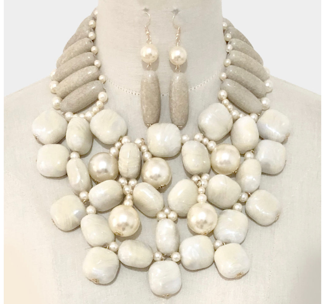 Pearl Marbled Vine Necklace Set